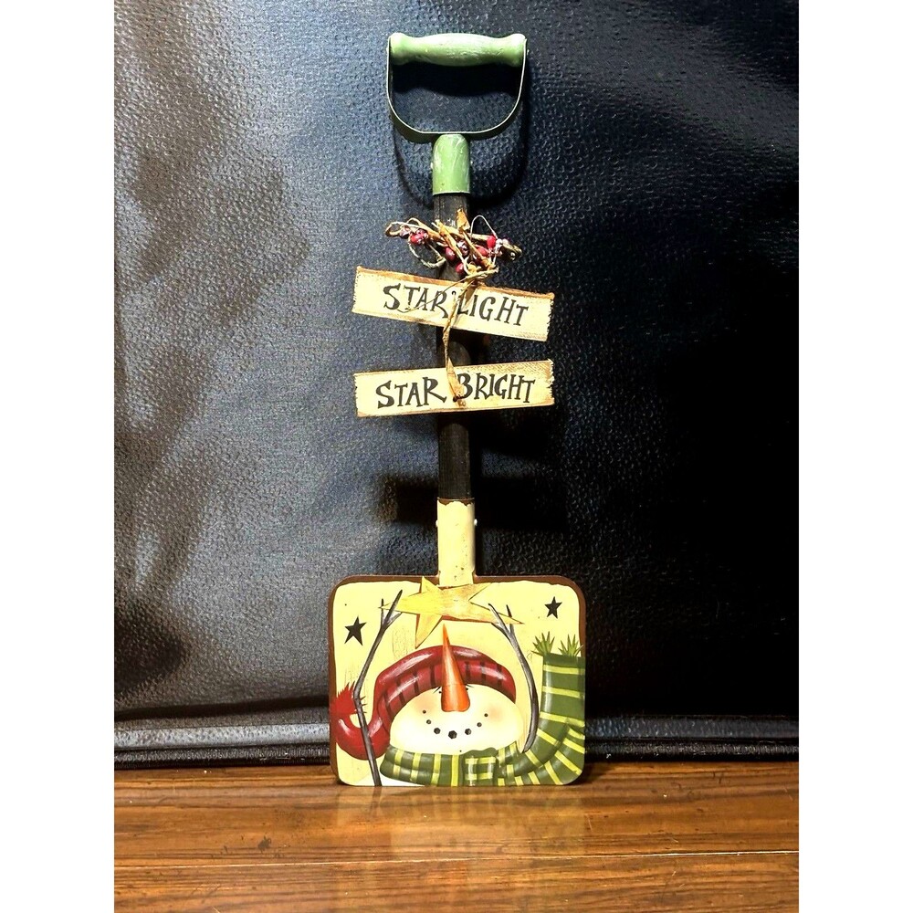 Primitive Hand – Painted Snowman Shovel Decor –" Starlight, Star bright" 17"